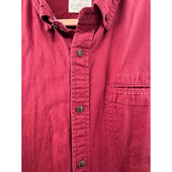 Levis Mens Red Button-Up Long Sleeve Shirt Size Large - Picture 5 of 8